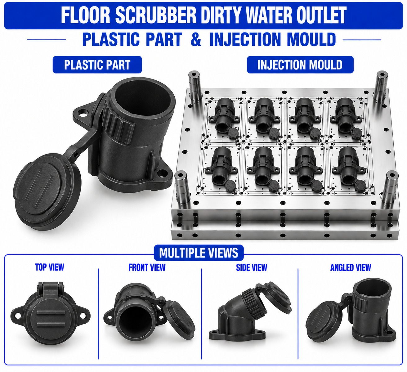 Floor Scrubber Plastic Dirty Water Outlet Mould and Moulding Service